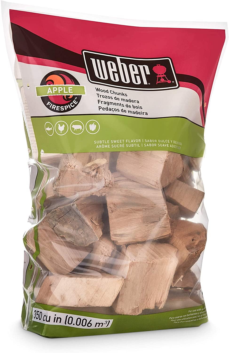Weber 17139 Apple Wood Chunks, 350 cu. in. 0.006 Cubic Meter