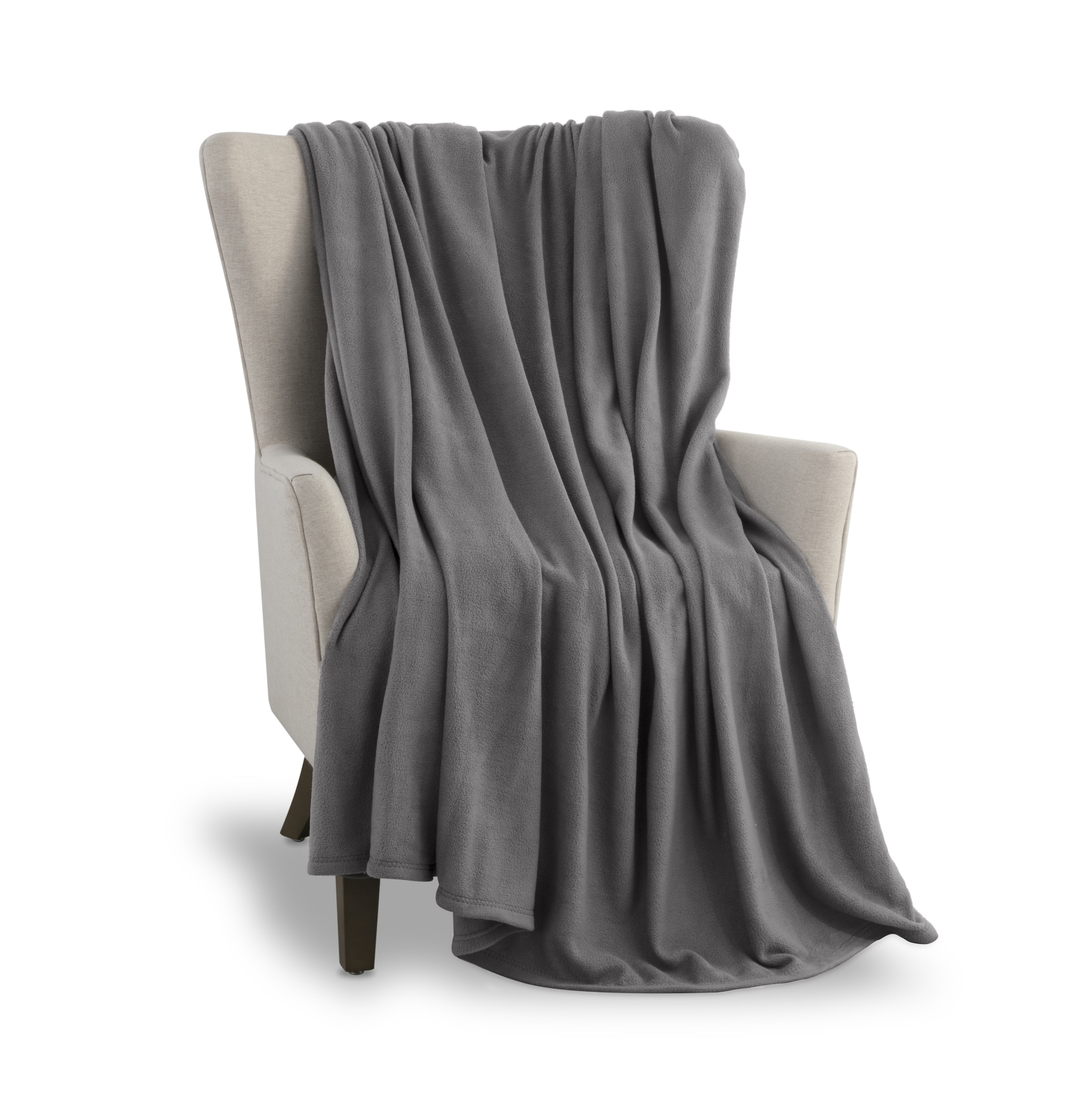 Vellux Fleece Blanket Queen Size Bed Blanket - All Season Warm Lightweight Super Soft Throw Blanket - Grey Blanket - Hotel Quality- Plush Blanket For Couch (90x90 Inches, Grey)