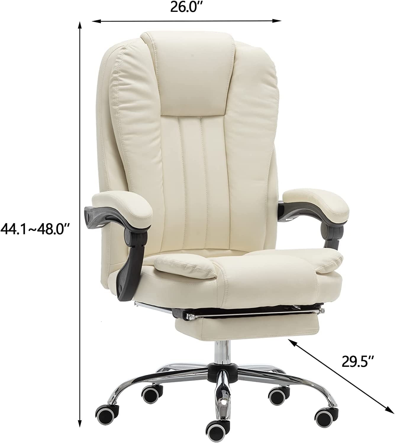Mellcom Massage Office Chair, Pu Leather Executive Computer Gaming Chair, Beige