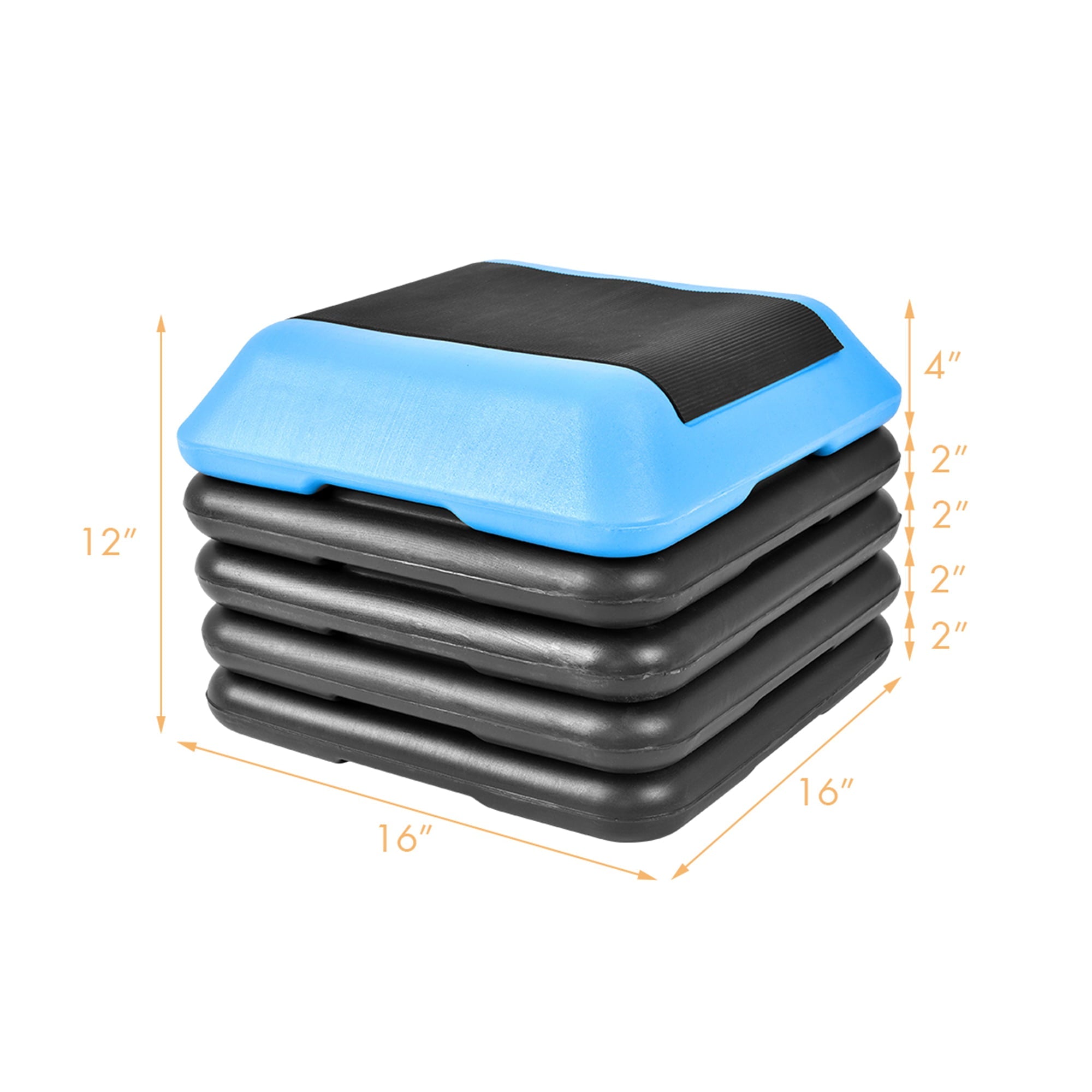 Gymax High Step Aerobic Platform Cardio Fitness Exercise Stepper w/ Risers