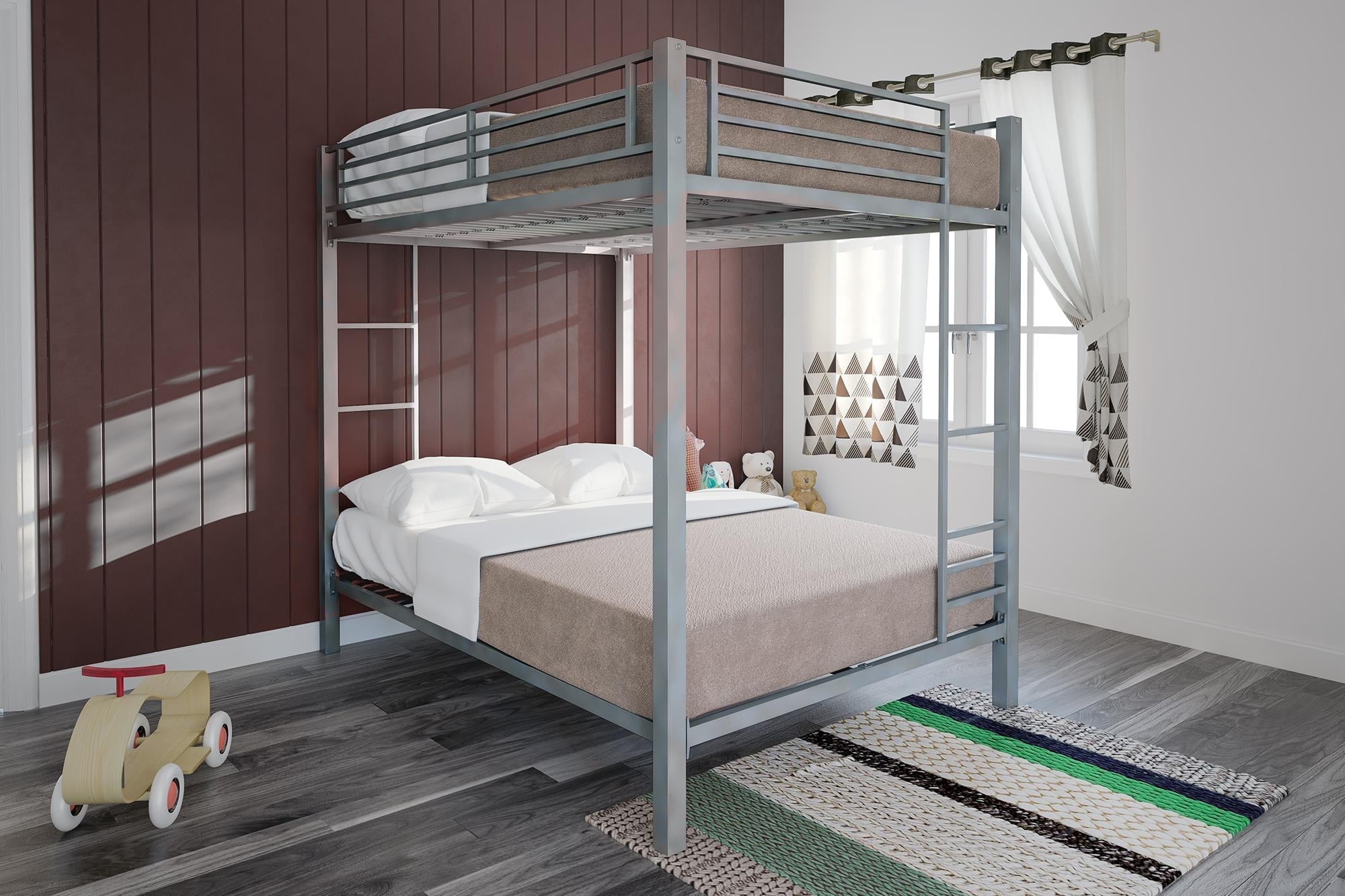 DHP Sidney Full over Full Metal Bunk Bed, Silver