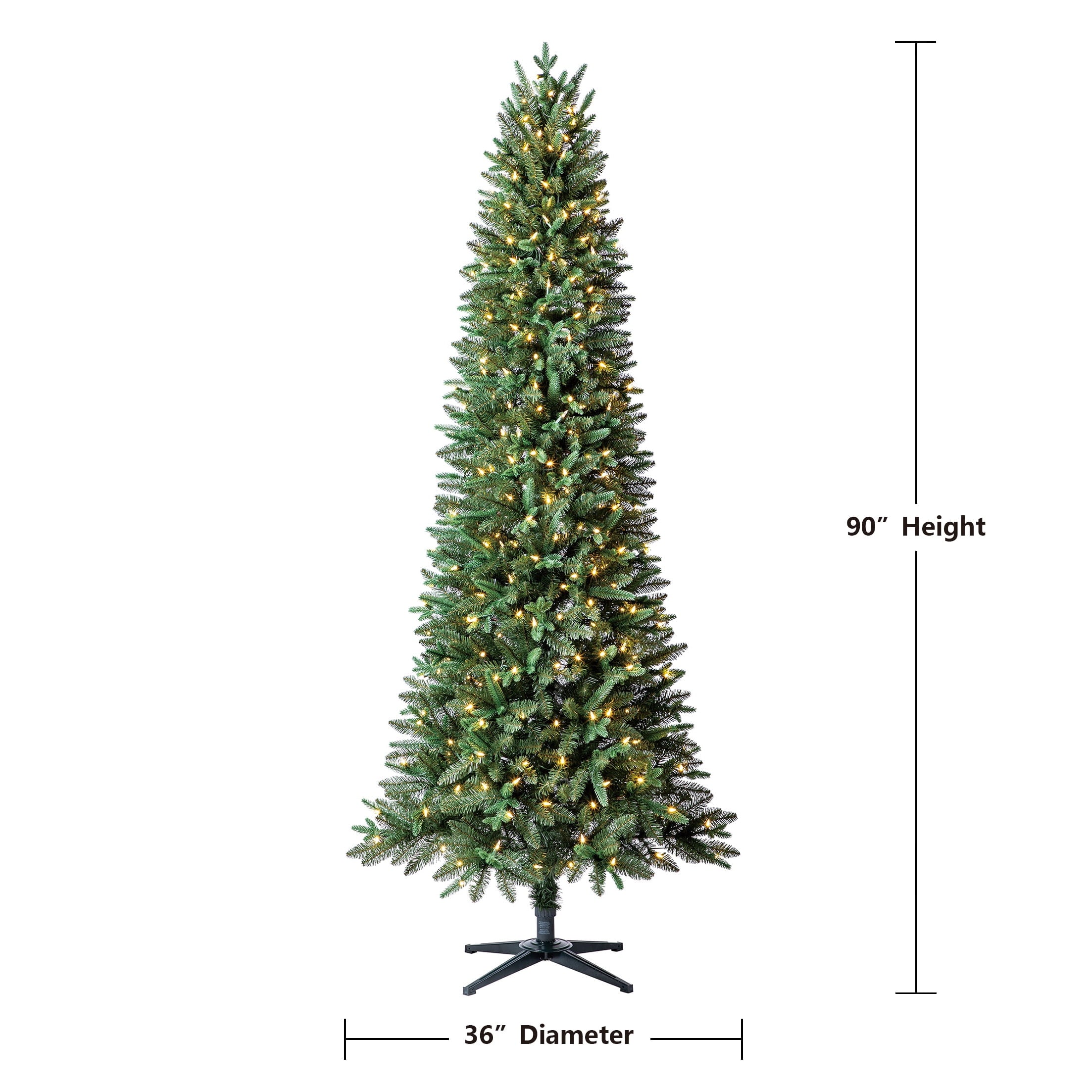 7.5 ft Pre-Lit Sanford Pencil Fir Artificial Christmas Tree, Clear LED Lights, by Holiday Time