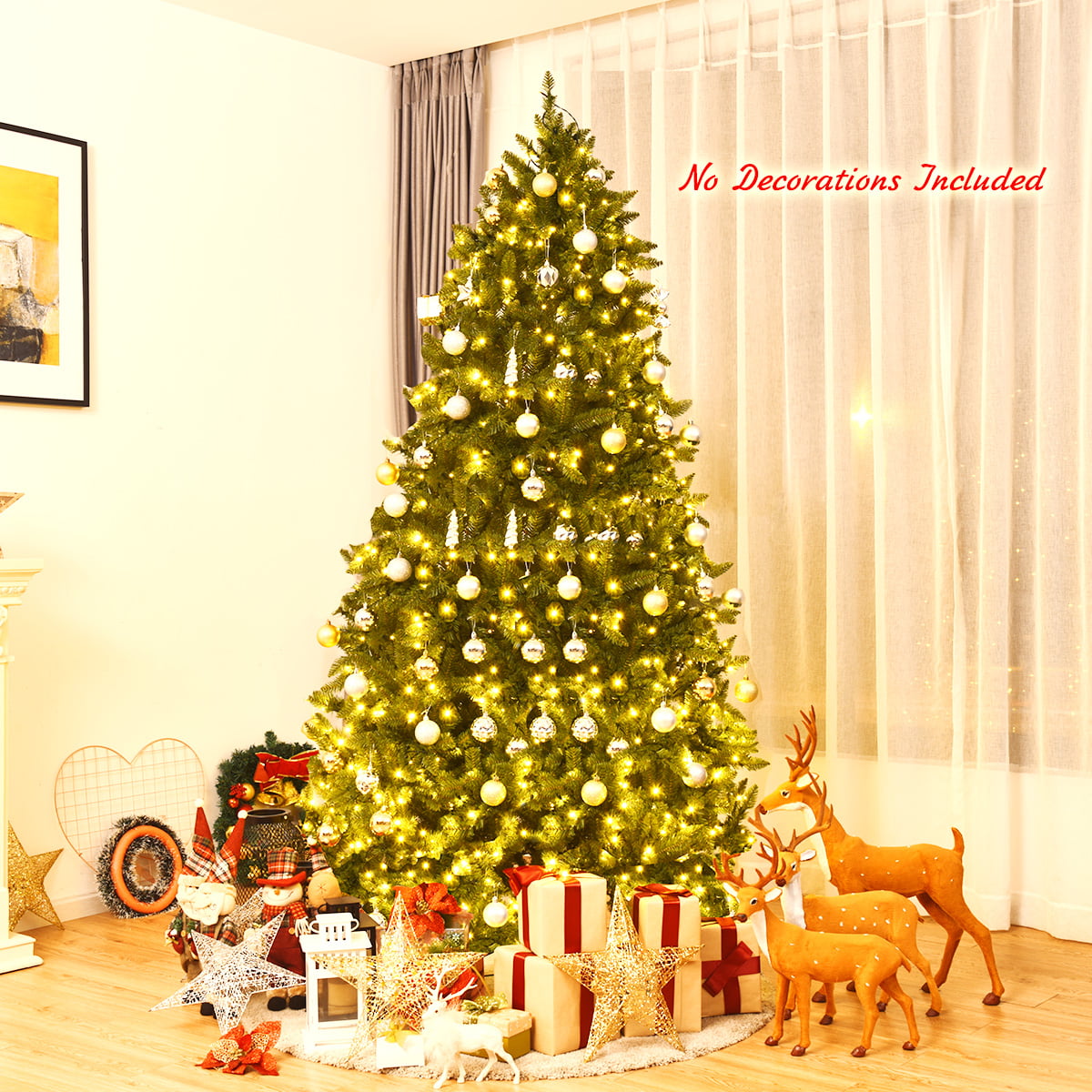Costway 7.5ft Pre-lit PVC Christmas Fir Tree 8 Flash Mode