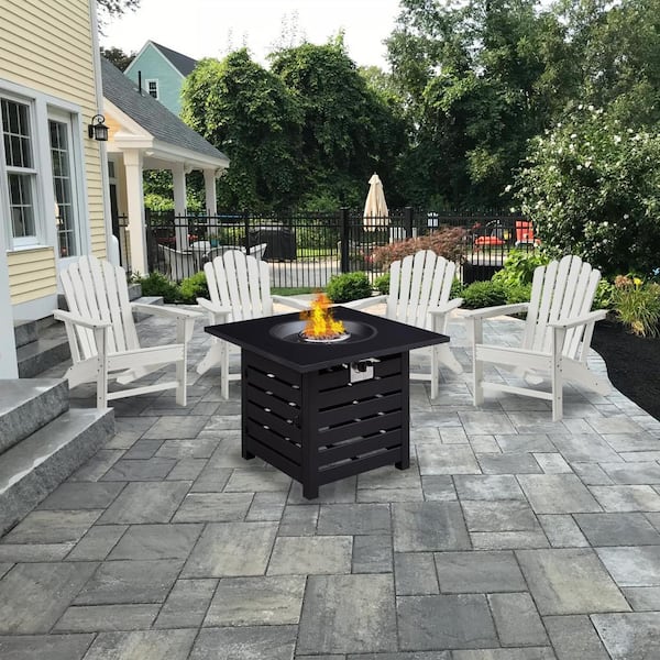 Metal Square 40,000 BTU Auto-Ignition Propane Gas Fire Pit Table in Black