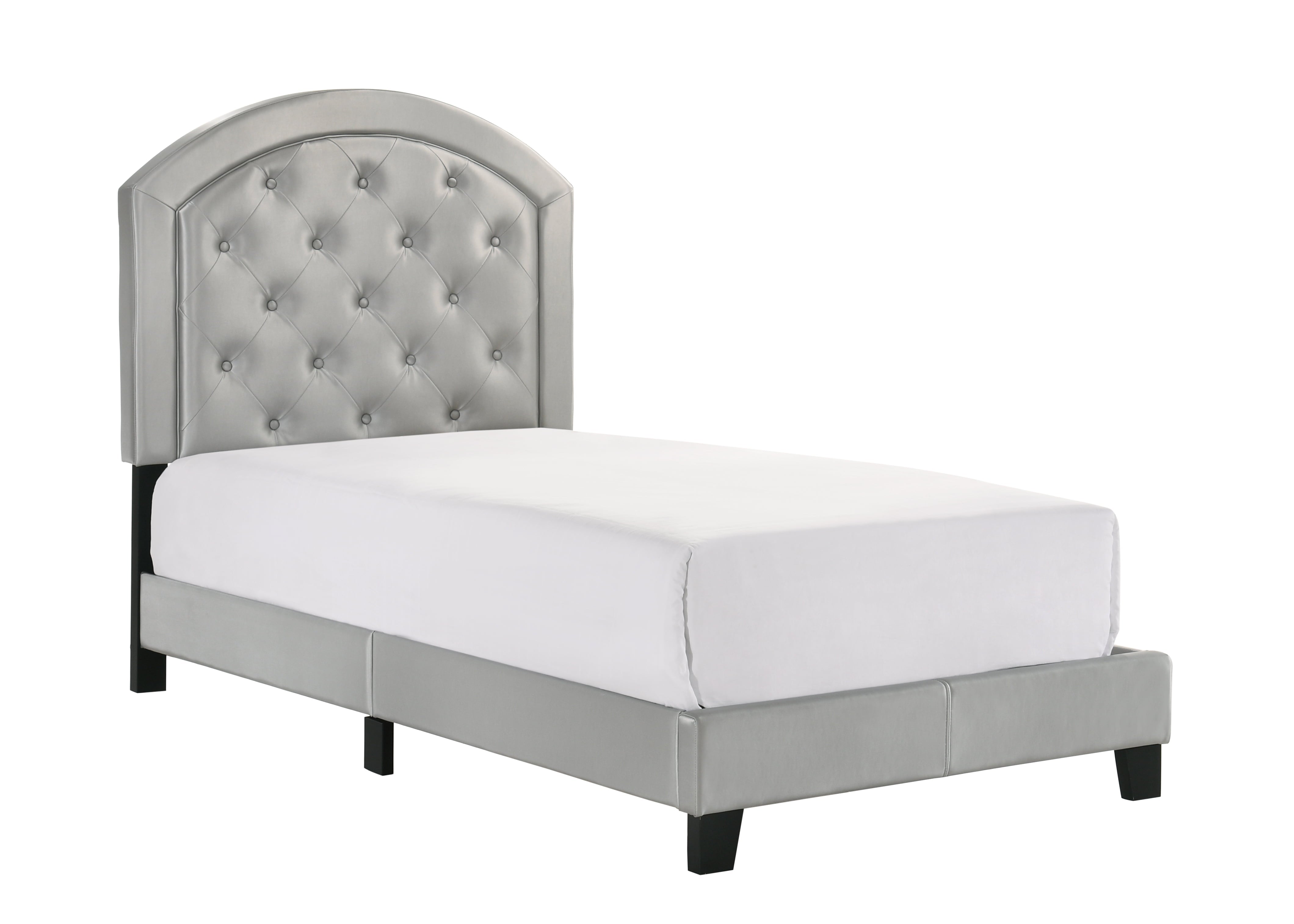 Crown Mark Silver Gaby Twin Platform Bed with Adjustable Headboard