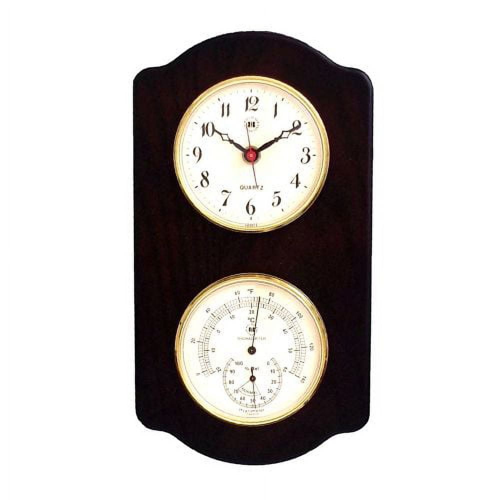 Bey-Berk International Brass Clock, Thermo./Hygro. on Ash Wood T.P.