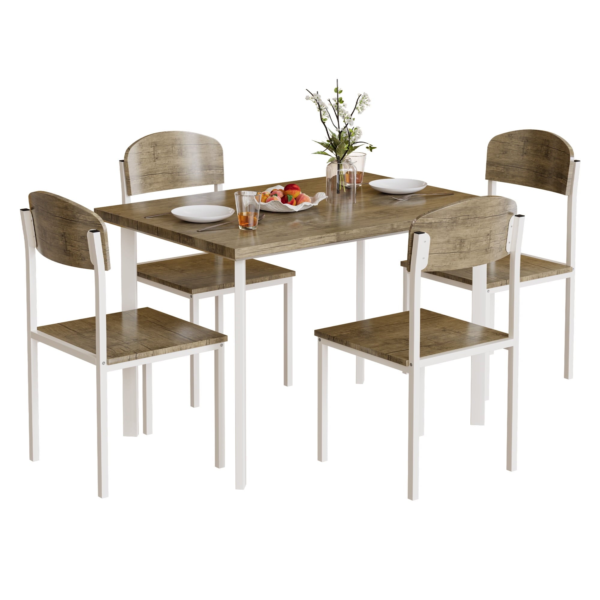 Dextrus 5 Piece Dining Set, Modern Wood Metal 42