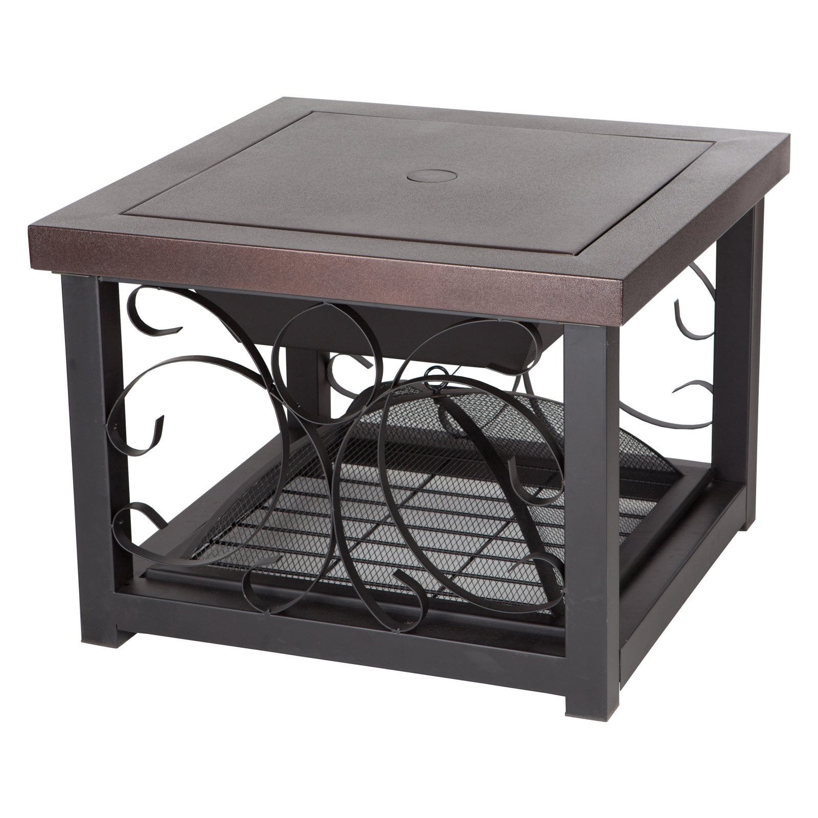 Hammer Tone Bronze Finish Cocktail Table Fire Pit-Finish:Black/Bronze