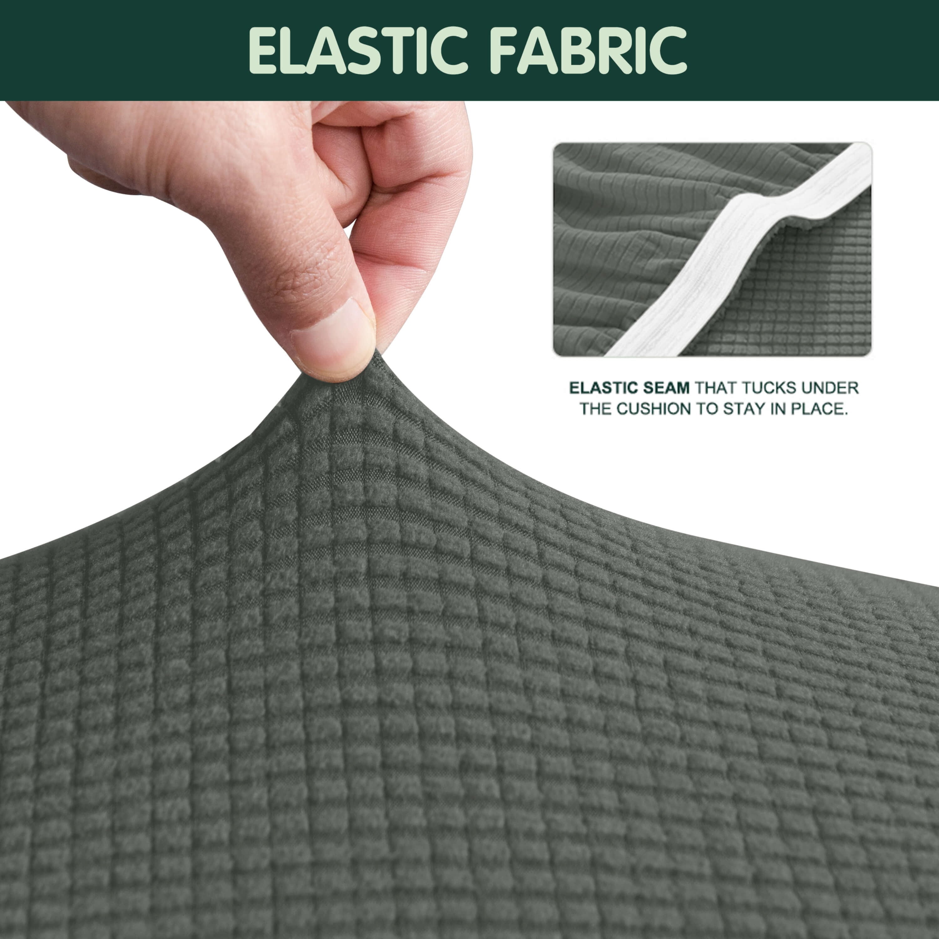 CHUN YI Sofa Cover with Separate Cushion Slipcover Stretch Checks (Sofa, Dove Gray)