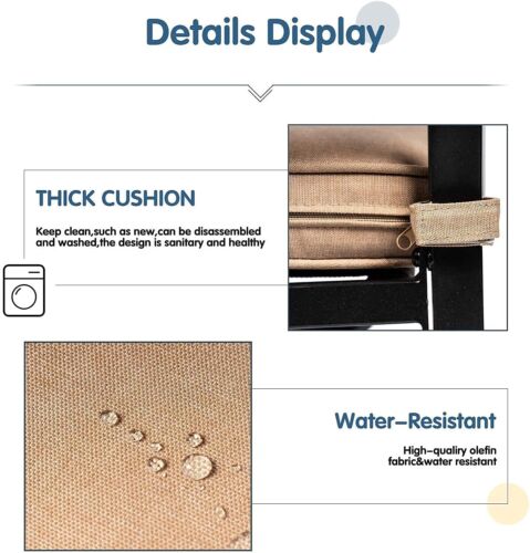 2 Patio Swivel Dining Chairs Rocker Thick Seat Cushion Metal Frame Round Armrest