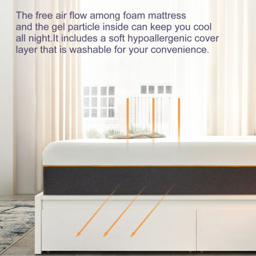 10 inch Full Queen Size Gel Memory Foam Mattress with <wbr/>CertiPUR-US Be<wbr/>d Mattress