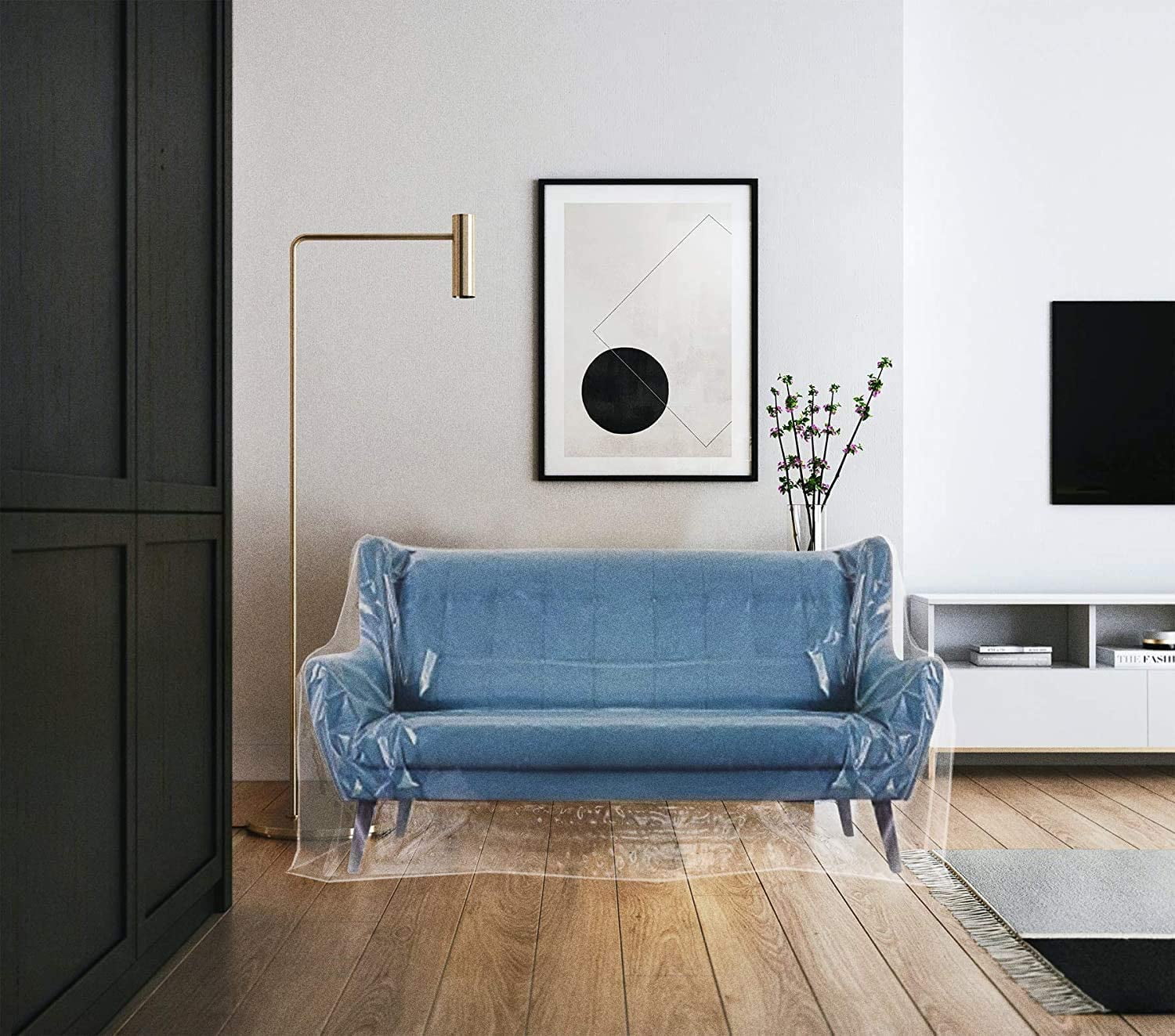 LAMINET Clear Heavy-Duty Water Resistant Sofa/Couch Slip Cover - Sofa