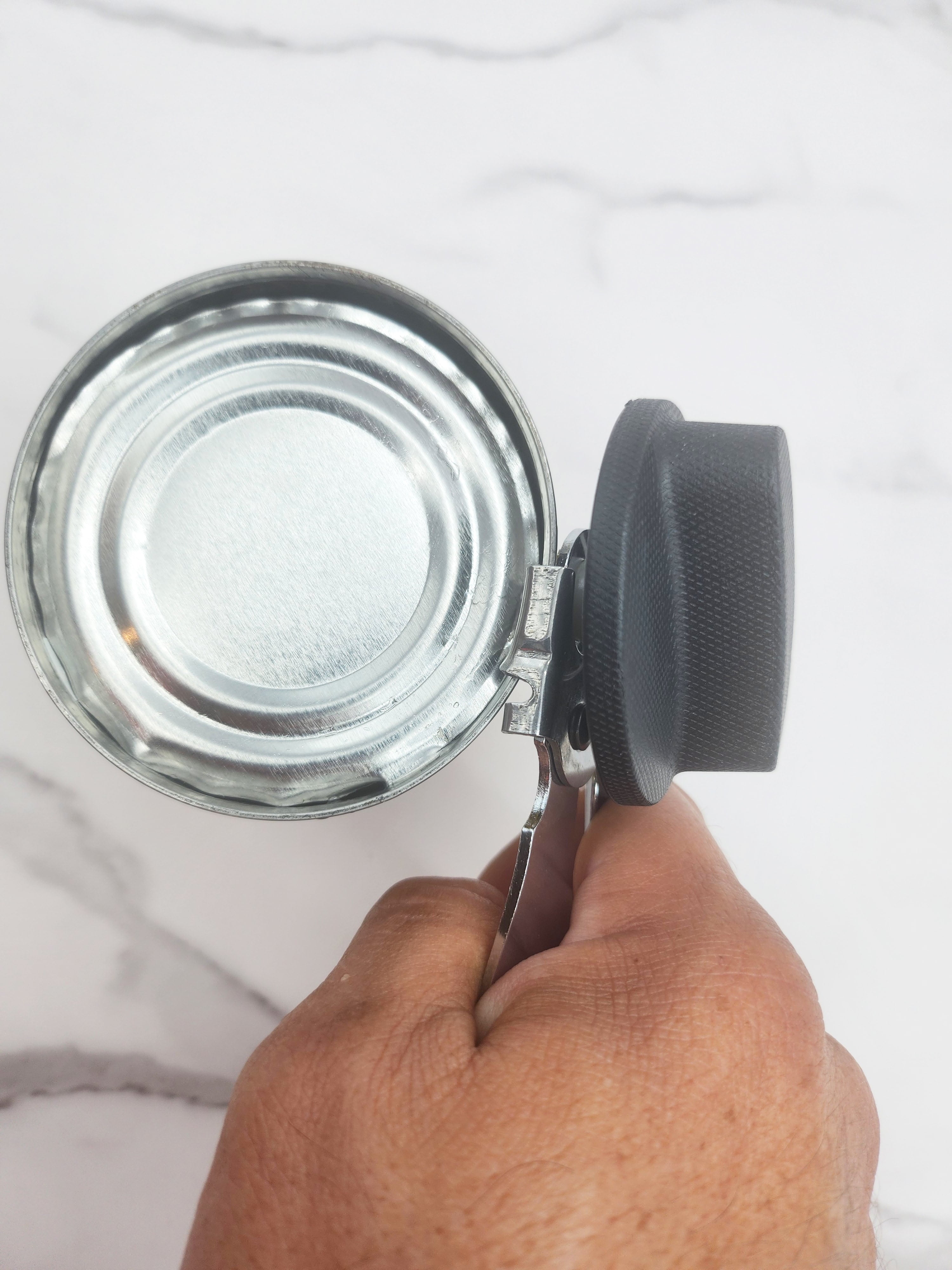 Mainstays Can Opener Stainless Steel Hand Grip Can and Bottle Opener, Silver and Black