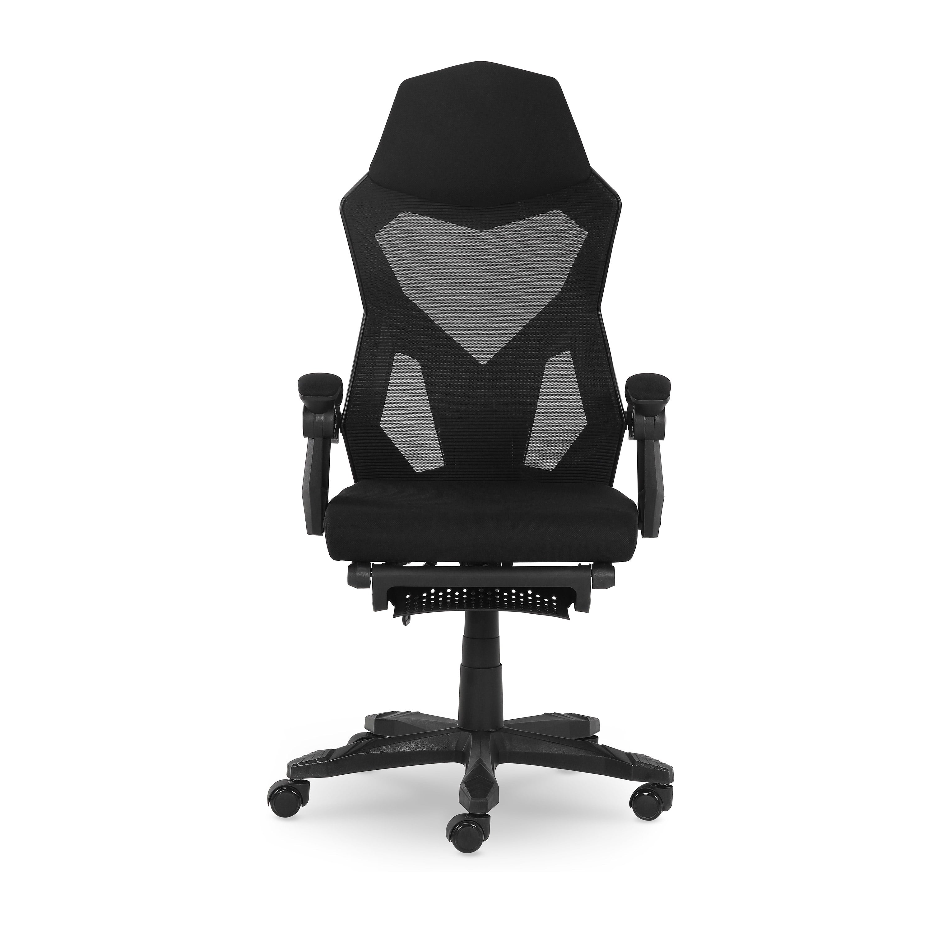 Gamer Gear Gaming Office Chair with Extendable Leg Rest, Black Fabric Upholstery