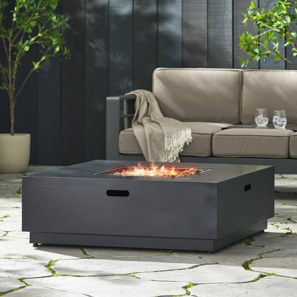 Reign Dark Gray Square Metal Fire Pit (No Tank Holder)