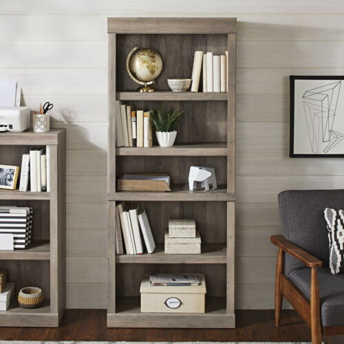 Better Homes & Gardens Glendale 5 Shelf Bookcase Wood Composite,Rust<wbr/>ic Gray