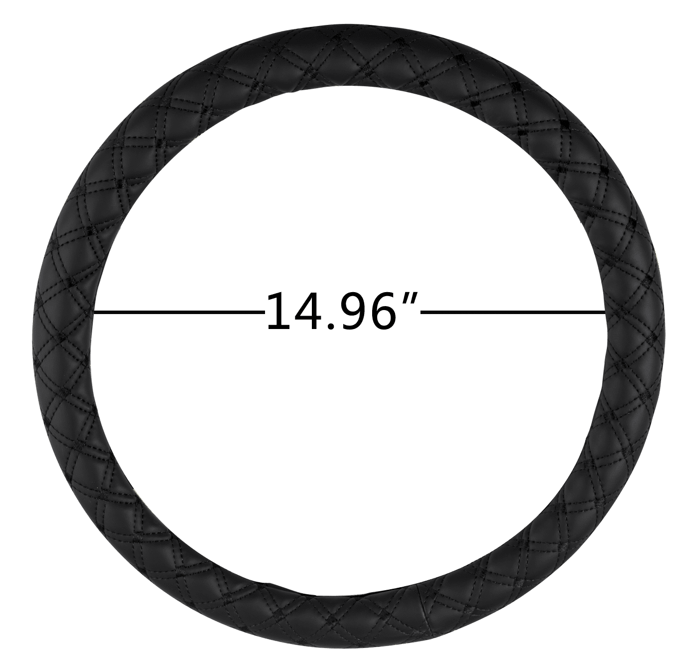 Auto Drive 1PC Car Steering Wheel Cover Diamond Quilt Black - Universal Fit