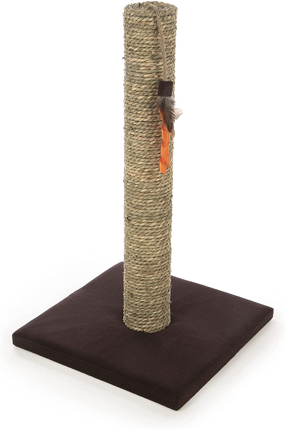 Simply Scratch Cat Scratch Post with Feather Cat Toy - Seagrass