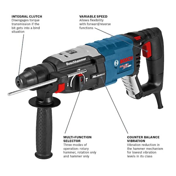 8.5 Amp Corded 1-1/8 in. SDS-Plus Variable Speed Concrete/Masonry Rotary Hammer Drill with Carrying Case