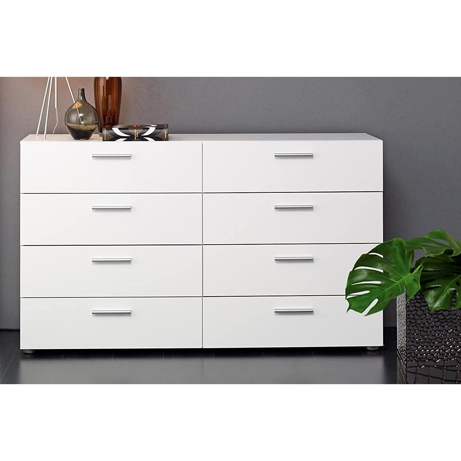 Loft 8 Drawer Double Dresser , White