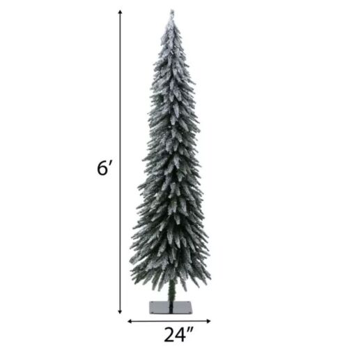 Flocked Alpine Pre-Lit Christmas Tree - 6' / New & Free Shipping