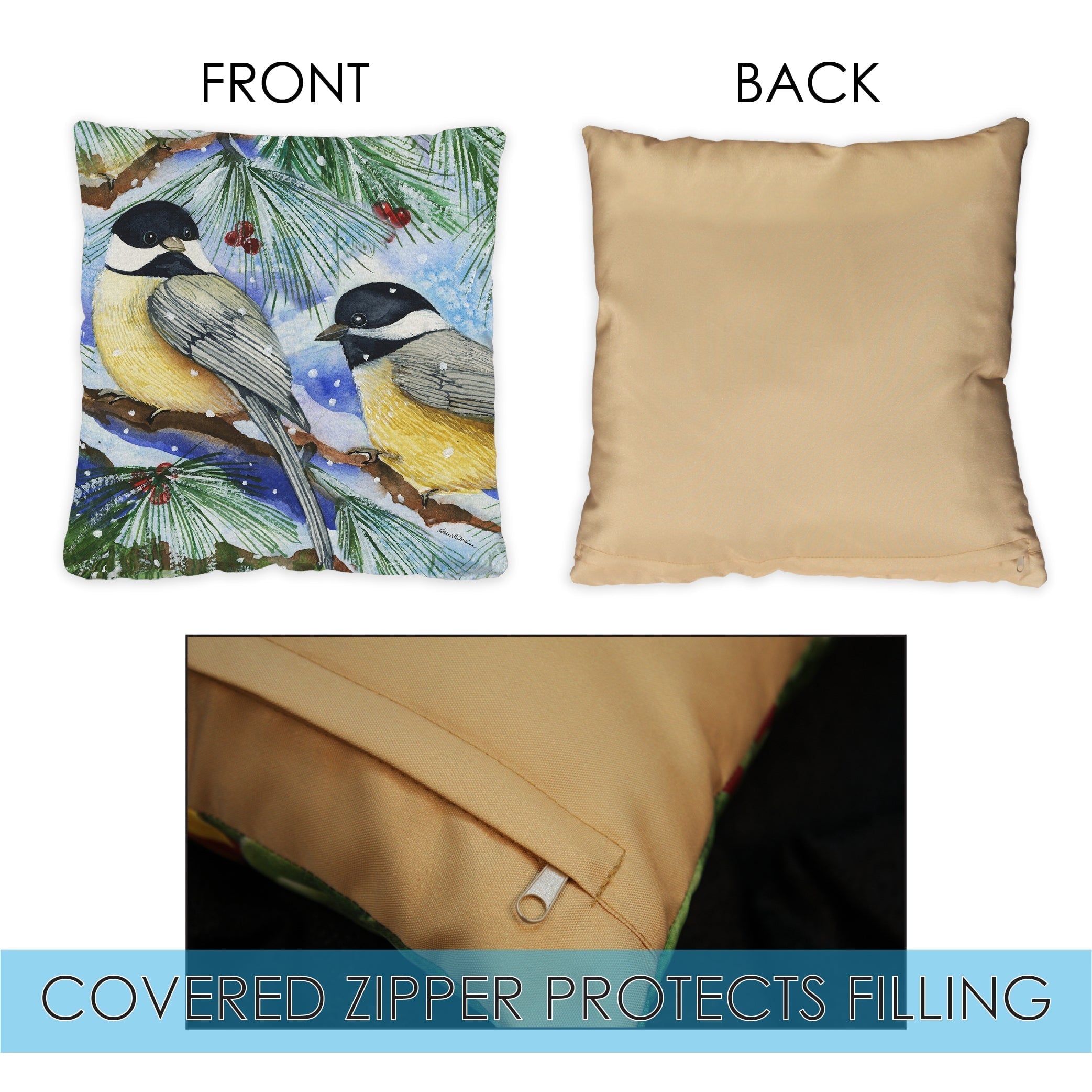 Toland Home Garden Set of 2 Snowy Birds Winter Pillow Covers 18x18 Inch Bird Throw Pillows