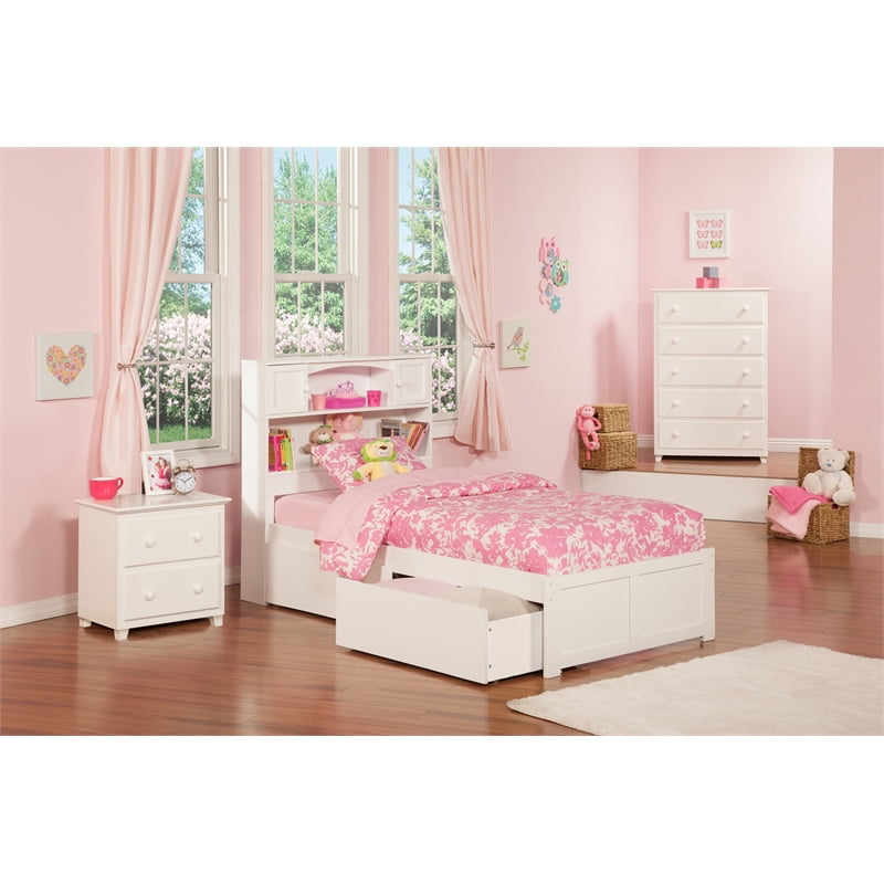 Leo & Lacey Urban Twin XL Storage Platform Bed in White