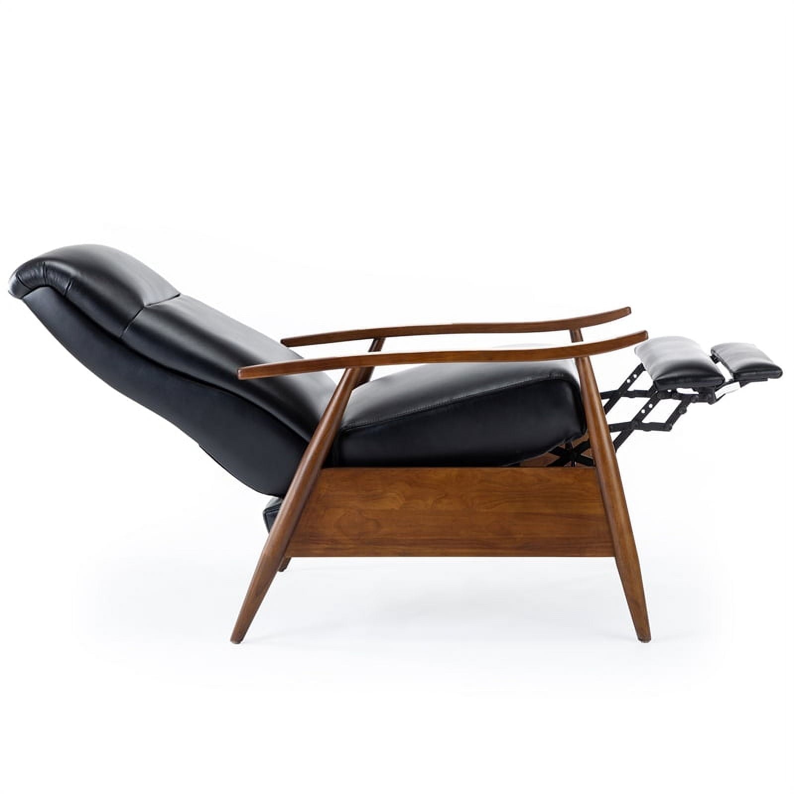 Solaris Black Faux Leather Wooden Arm Push Back Recliner Chair