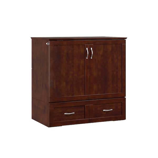 Hamilton Walnut Solid Wood Frame Twin XL Murphy Bed with Built In Charging Station and Mattress