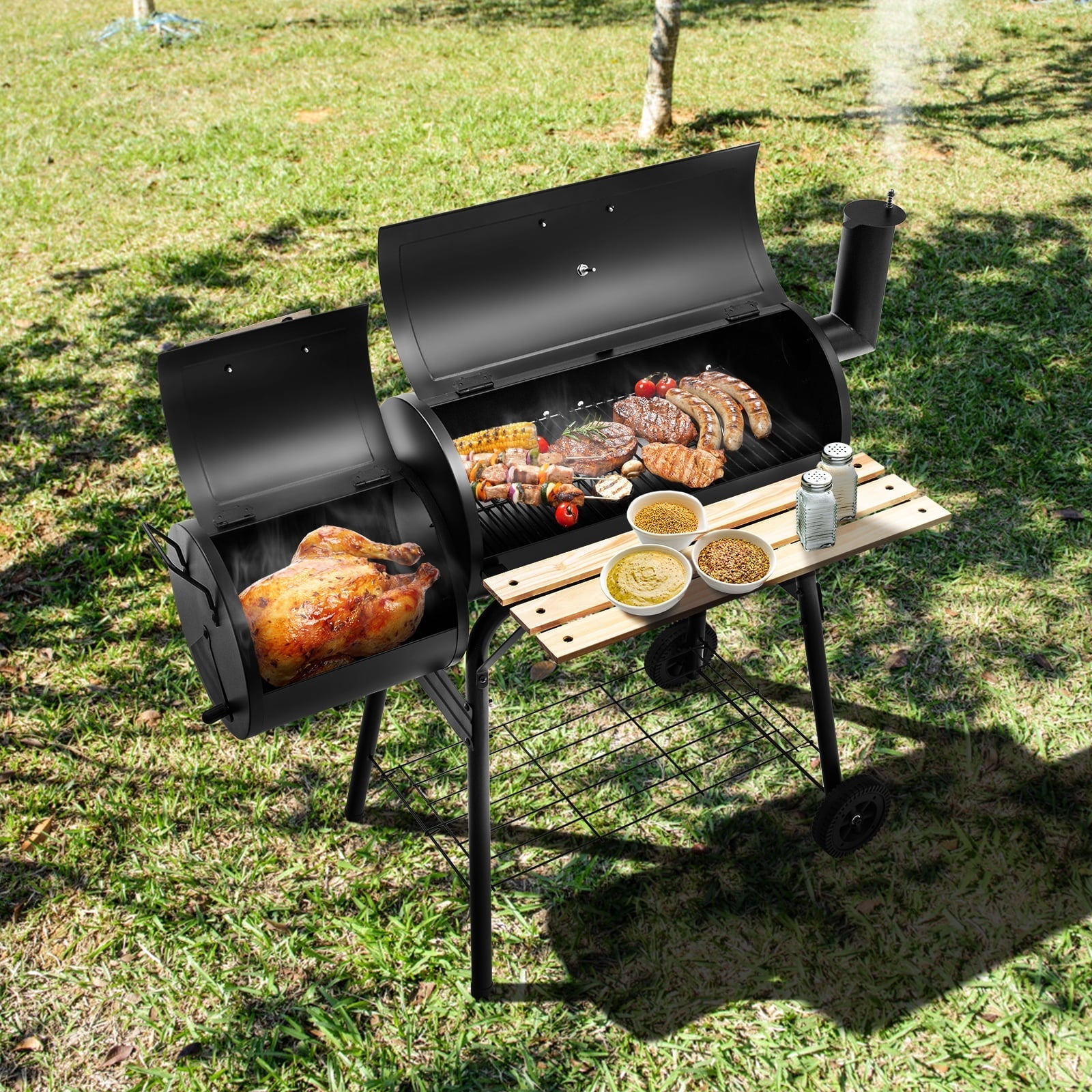 Topbuy BBQ Grill Charcoal Barbecue Meat Smoker Backyard Camping