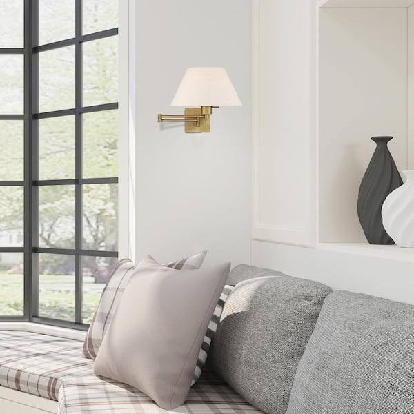 Swing Arm Wall Lamps 1 Light Antique Brass Swing Arm Wall Lamp