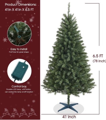 Christmas Tree 6.5ft Pre-lit With Color Changing LED Lights, Easy To Assemble
