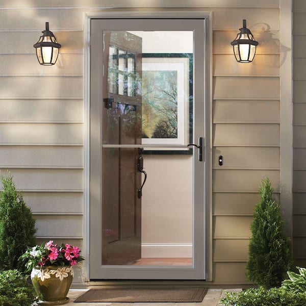 3000 Series 36 in. x 80 in. Sandtone Right-Hand Retractable Storm Door with ORB Hardware