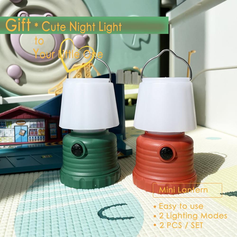 Kids Lantern Toy Camping Light Set- Mini Battery Operated Lightweight Lanterns with White or Simulated Flame - Tent Teepee Hanging Light for Children Toddler Toy Camper - Kids Camping Gear