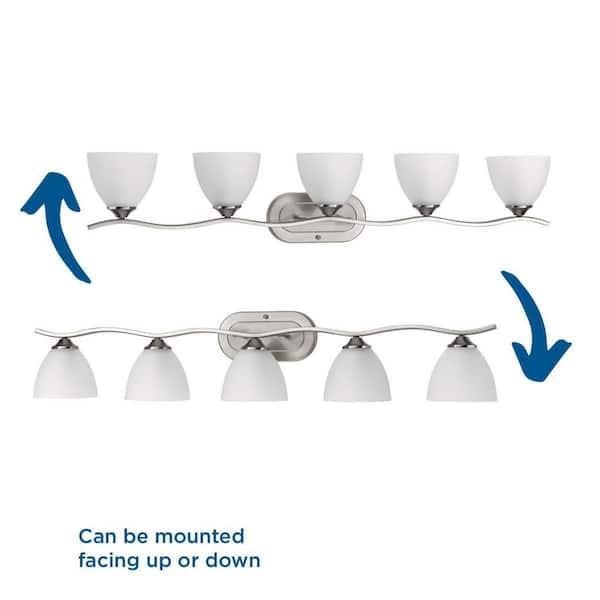 Laird Collection 41-5/8 in. 5-Light Brushed Nickel Etched Glass Traditional Bathroom Vanity Light