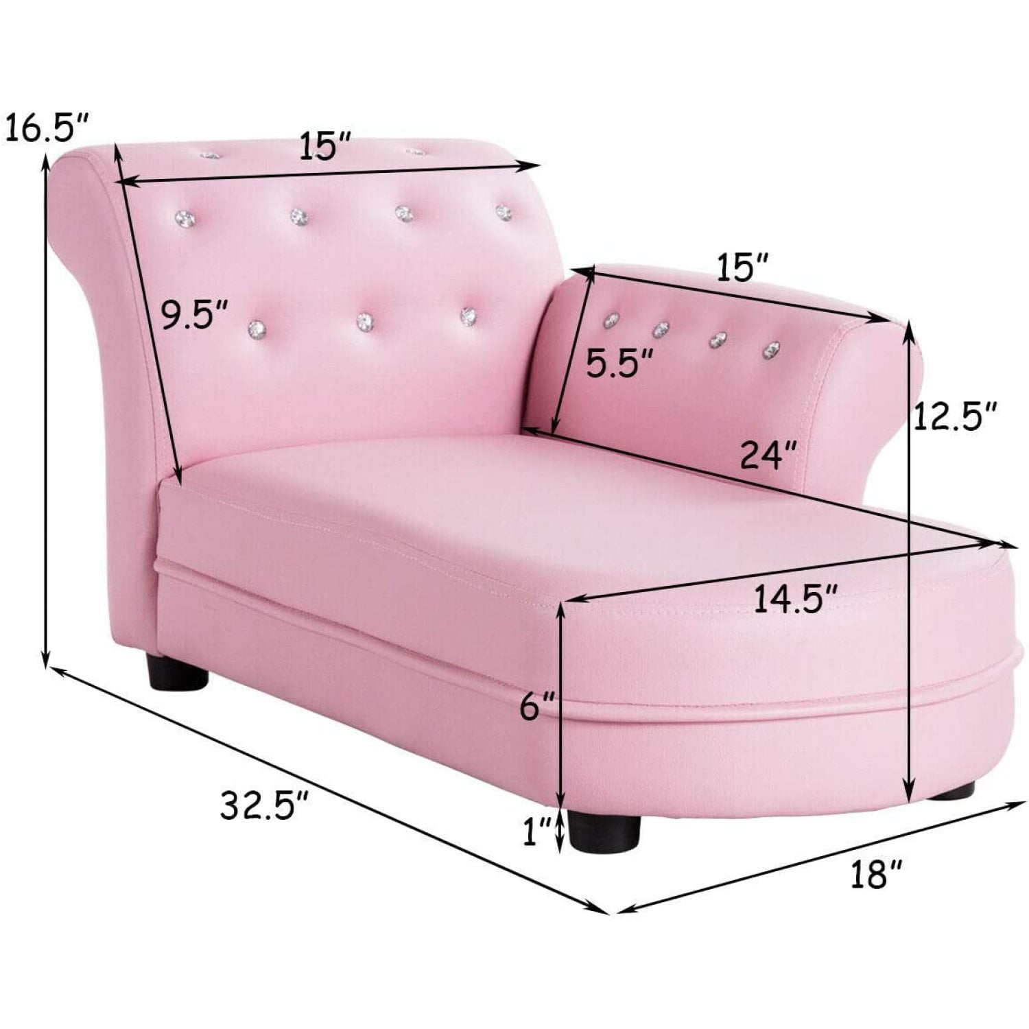 Bilot Kids Sofa, Toddler Couch w/PVC Leather and Solid Wood Frame, Toddler Furniture Kids Couch for Children's Room, Kindergarten, Living Room, ASTM and CPSIA Certified, Children Chaise Lounge