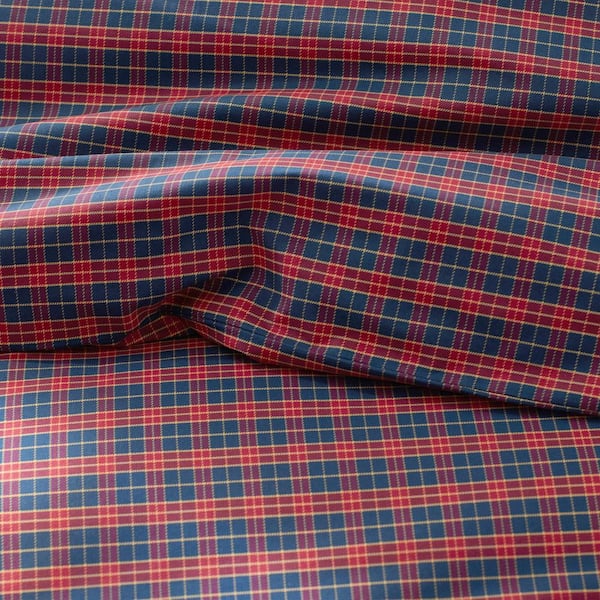 Company Cotton Christmas Plaid Red/Navy Cotton Percale King Sheet Set