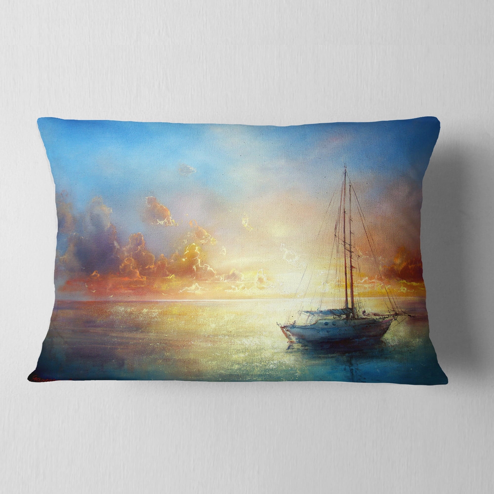 Designart Seascape Pier - Seascape Throw Pillow - 12x20
