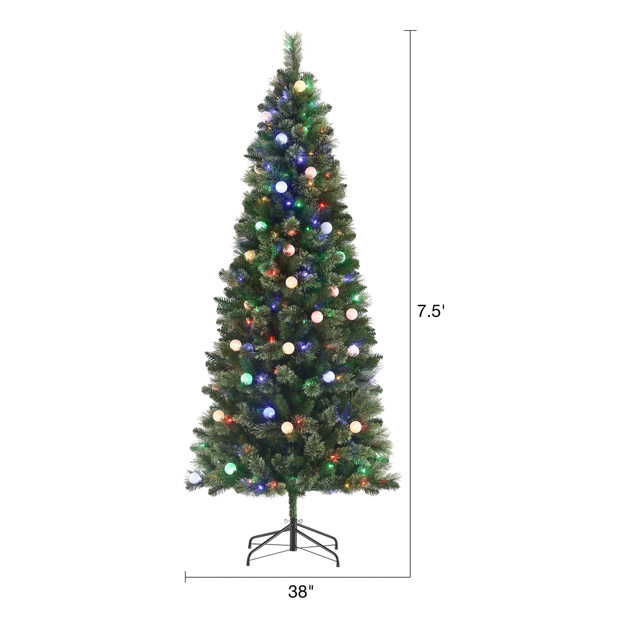 Pre-Lit 280 LED Multi-Color Lights Ozark Fir Cashmere Artificial Christmas Tree, 7.5 ft, by Holiday Time