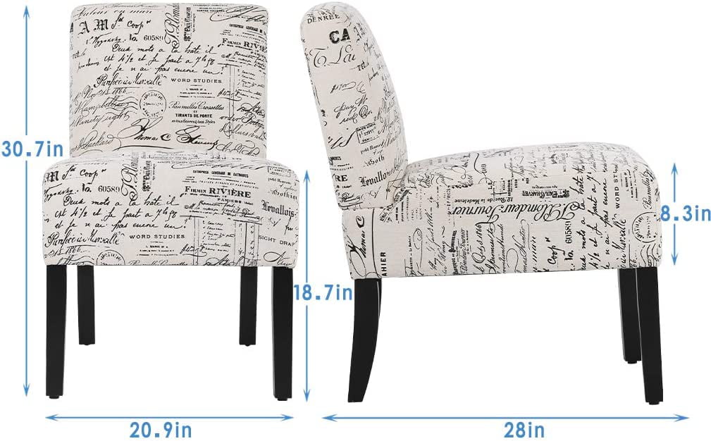 YRLLENSDAN 21'' Wide Modern Armless Accent Chairs for Living Room Set of 2, Bedroom Chairs for Adults Comfy with Solid Wood Legs Accent Chair Armless Chair Living Room Chair Home Furniture