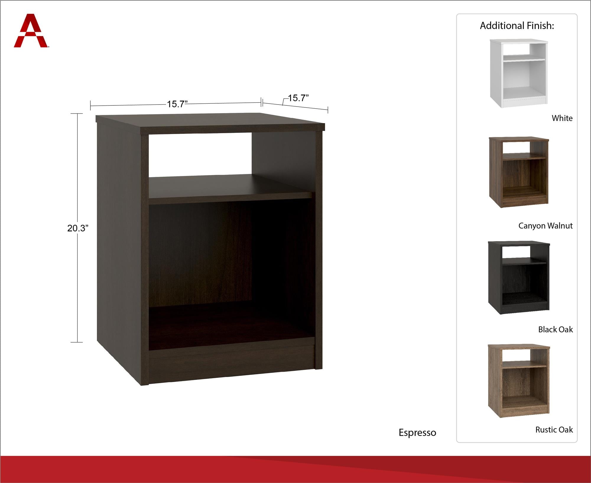 Mainstays Classic Open Shelf Nightstand, Canyon Walnut