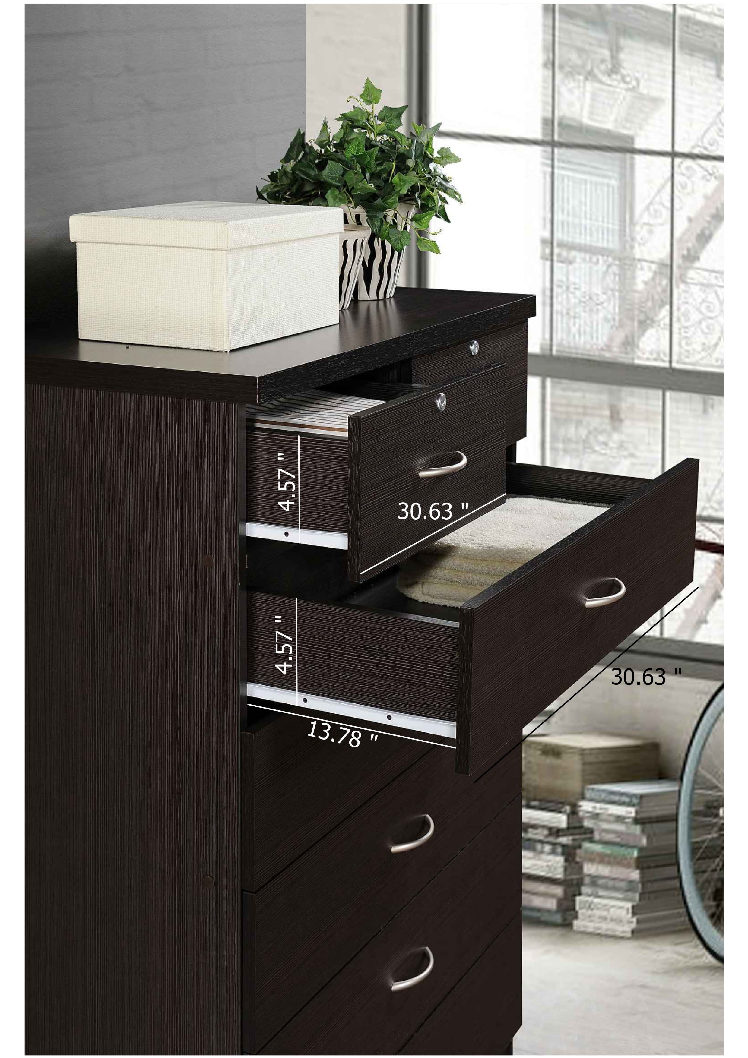 Hodedah 7 Drawer Dresser with Two Locks, Chocolate