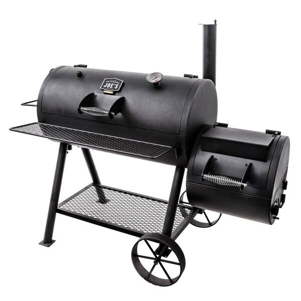 Highland Reverse Flow Offset Charcoal Smoker and Grill in Black with 900 sq. in. Cooking Space