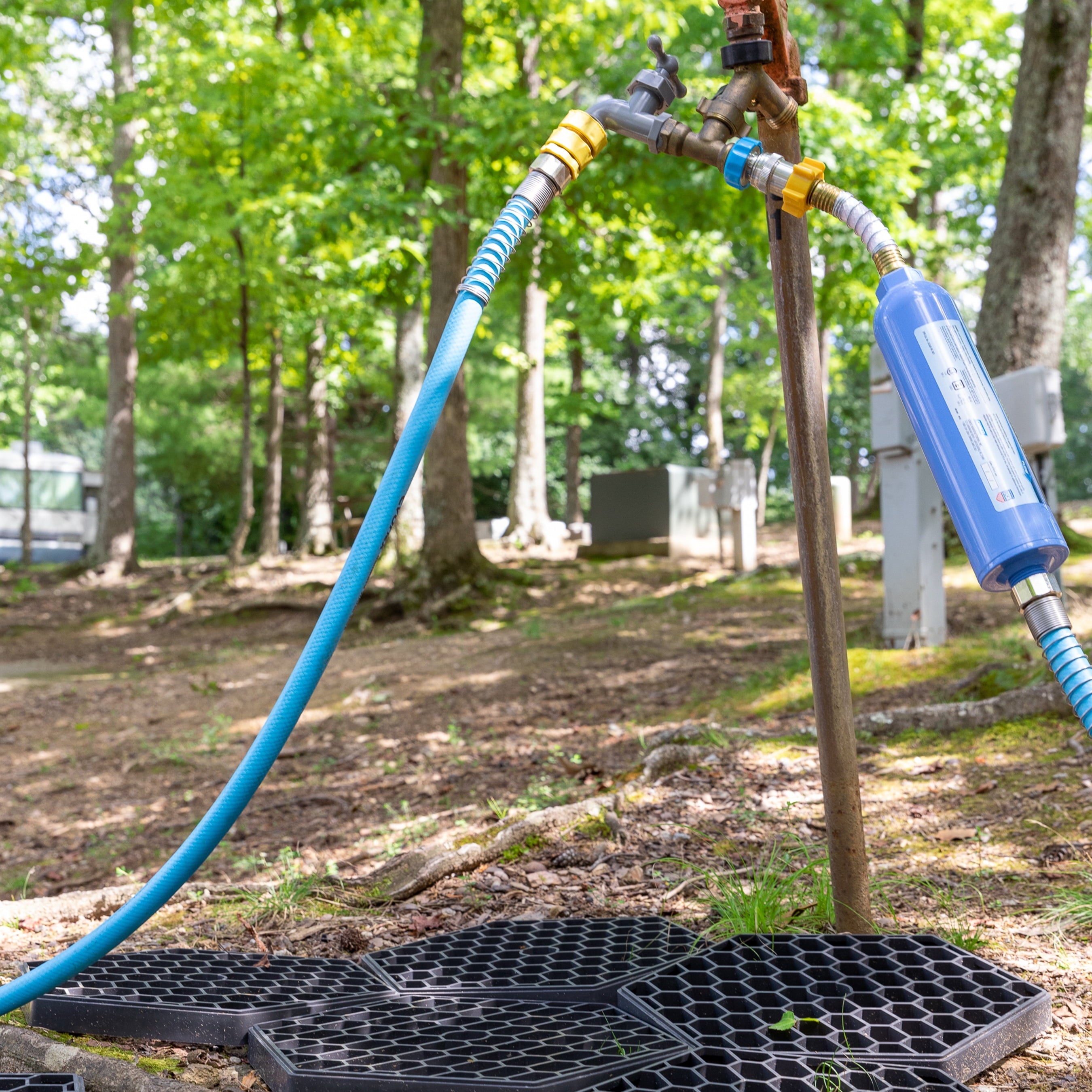 Camco EvoFlex 25-Foot Camper/RV Drinking Water Hose | Stainless Steel Strain Reliefs Ends, Blue (22594)