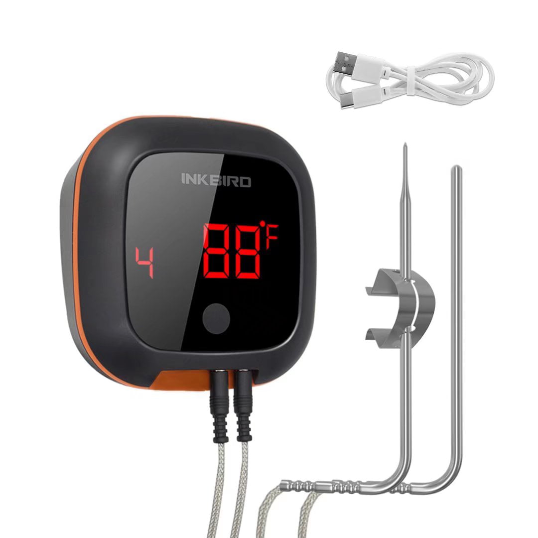 Inkbird Bluetooth Grill BBQ Meat Thermometer with Dual Probes Digital Wireless Grill Thermometer, Timer, Alarm,150 ft Barbecue Cooking Kitchen Food Meat Thermometer for Smoker, Oven, Drum