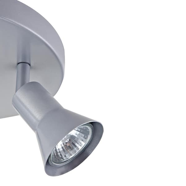 Heba 8.66 in. 3-Light Painted Silver Transitional Canopy Track Lighting Kit with 3 x 50-Watt GU10 Halogen Bulb Included