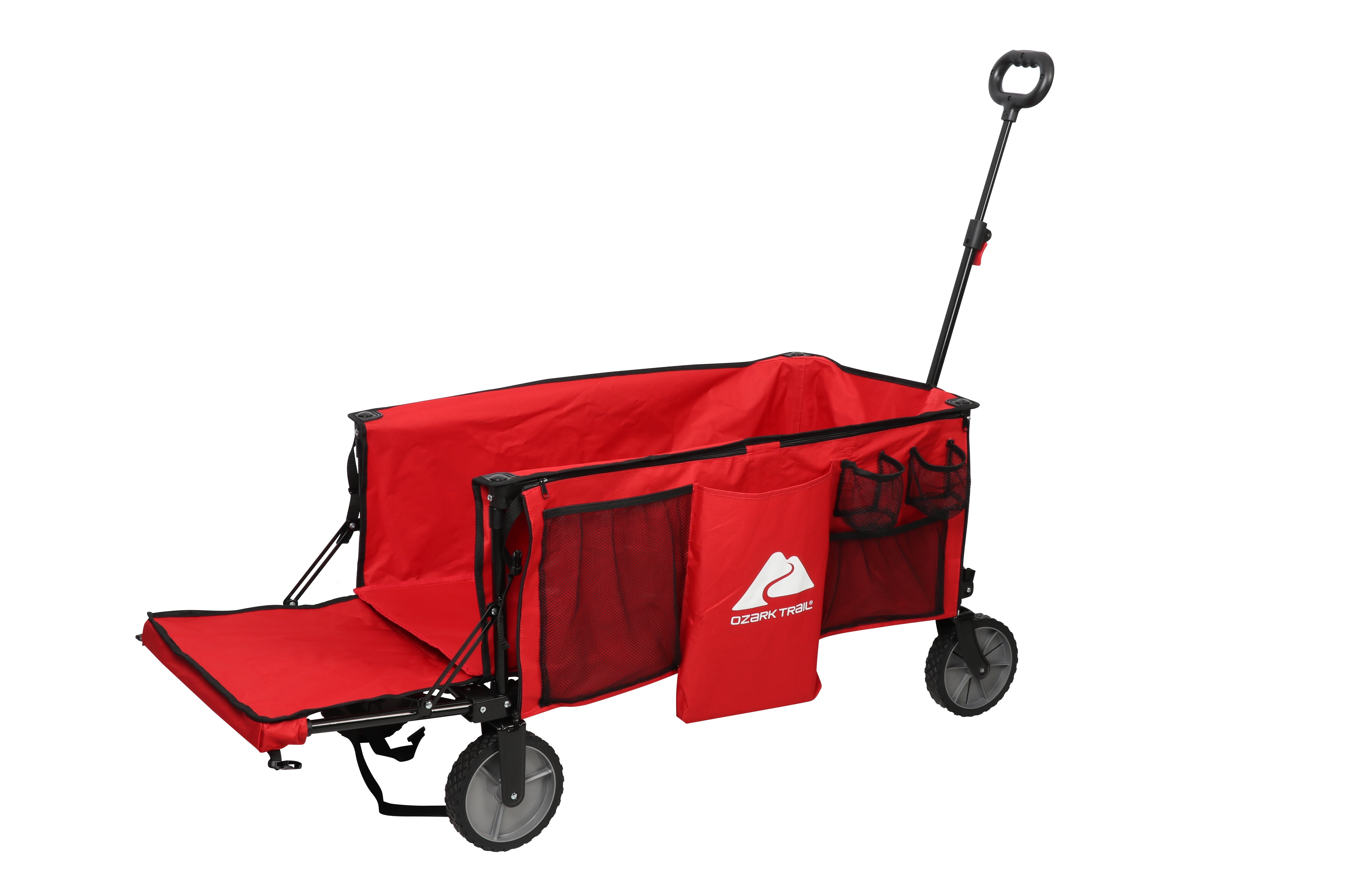 Ozark Trail Camping Utility Wagon with Tailgate & Extension Handle, Red