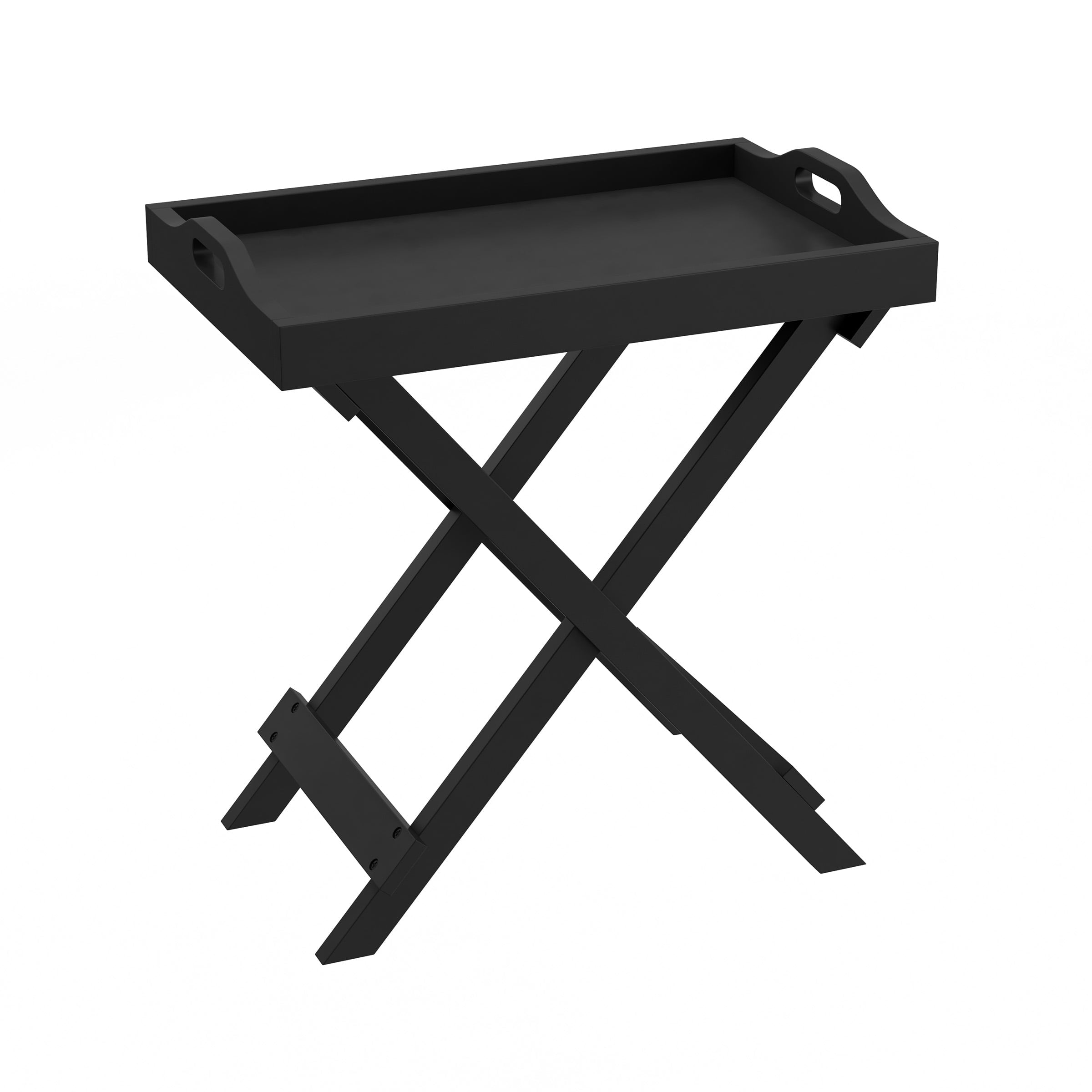 Lavish Home Folding End Table with Removable TV Tray, Black