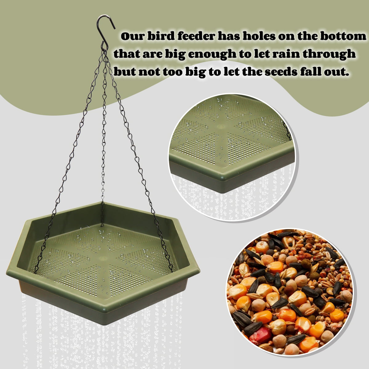 Hanging Bird Bath Feeder for Outdoors,Bird Feeder Hanging Bird Feeder Tray Charm to Your Garden 2 in 1