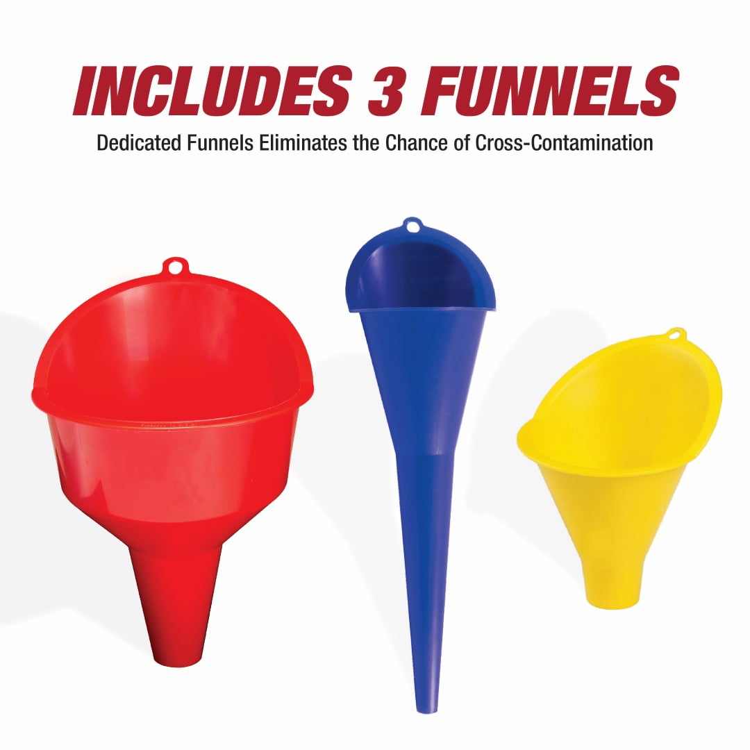 Hyper Tough Super Funnel Trio, Multi Purpose Plastic Automotive Funnel Set, 3 Pieces